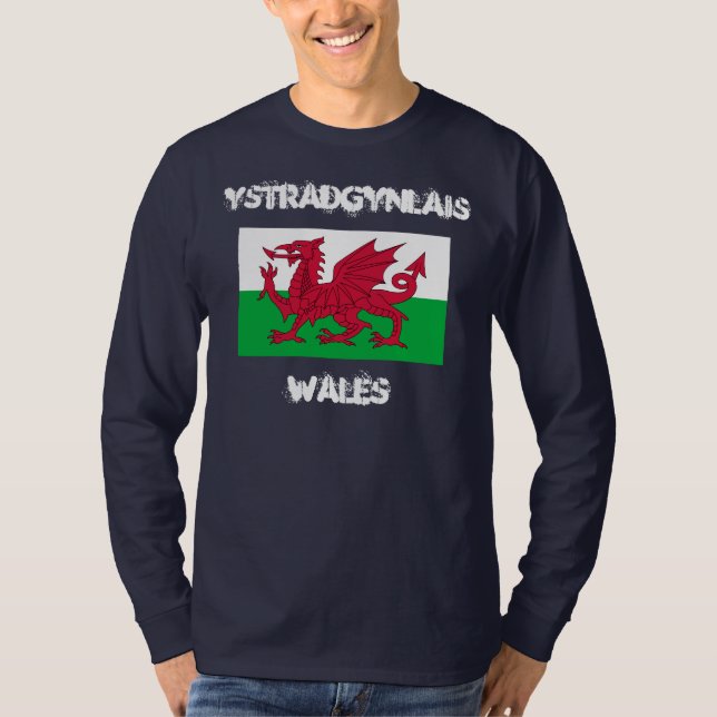 Camiseta Ystradgynlais, País de Gales com bandeira galesa (Frente)