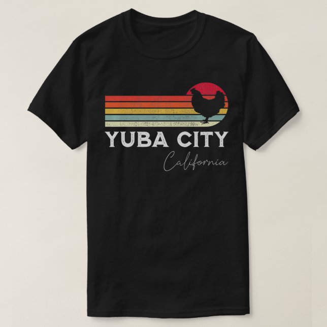 Camiseta Yuba Cidade da Califórnia Retro Chicken Souvenir (Frente do Design)