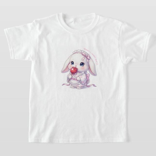 Camiseta Yukata Bunny with Apple Candy - Pink Pastel Ribbon (Postura )