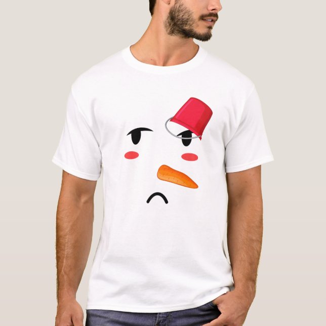 Camiseta Yukidaruma Snowman Face Com Carrot I Kawaii Anime (Frente)