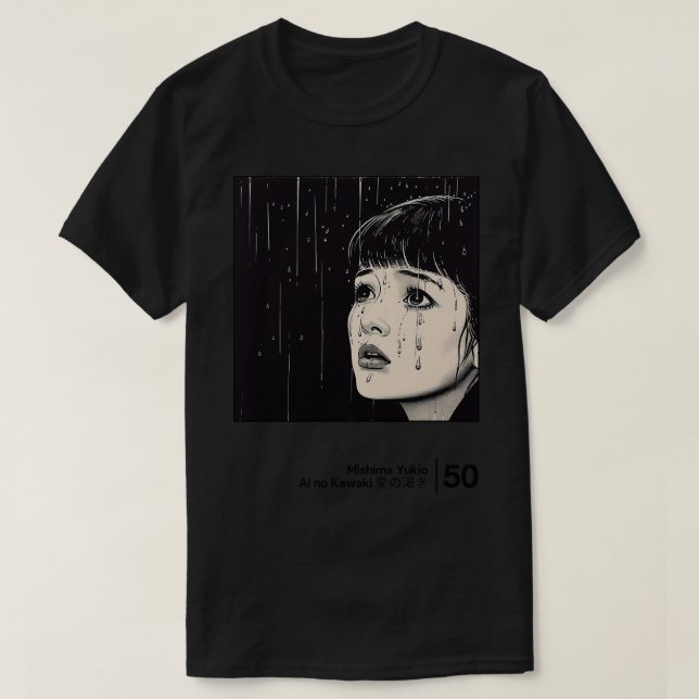 Camiseta Yukio Mishima Ai no Kawaki Estilo Mínimo Gráfico A (Frente do Design)