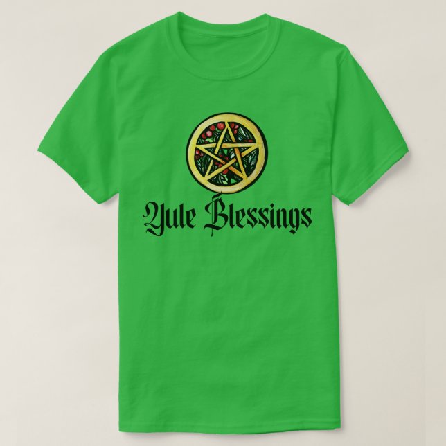 Camiseta Yule Blessings Pentacle Berries (Frente do Design)