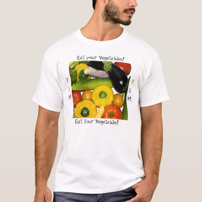 Camiseta Yum Yum coma seus vegetais! (Frente)