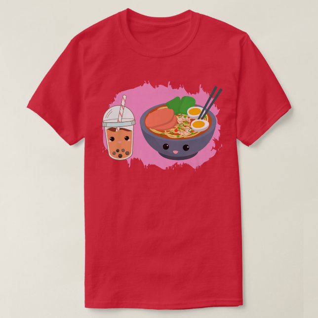 Camiseta Yummy Tshirt Ramen Noodles Bowl E Boba Bubble Te (Frente do Design)
