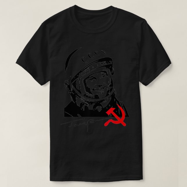 Camiseta Yuri Gagarin USSR Roscosmos Cosmonaut (Frente do Design)