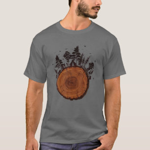 Camiseta Yxm3 Árvores Engraçadas Arma de Árvore de Tronco