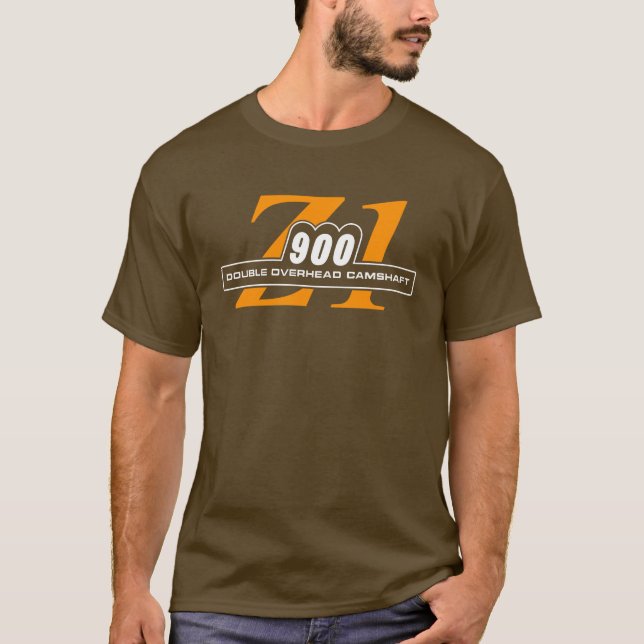 Camiseta Z1 legendário 900 Rootbeer e laranja (Frente)