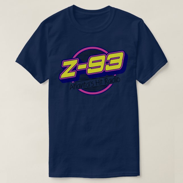 Camiseta Z 93 Atlanta bate na estação de rádio retrofalsa (Frente do Design)