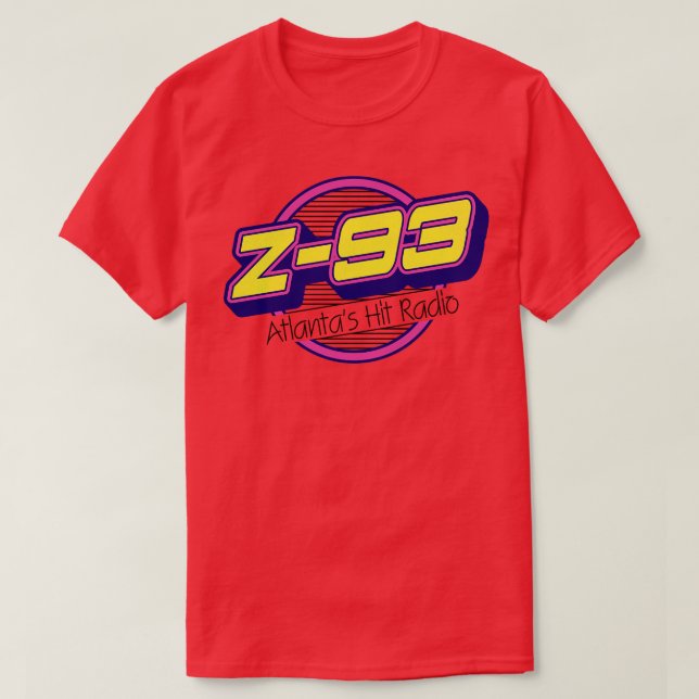 Camiseta Z 93 Atlanta bate na estação de rádio retrofalsa (Frente do Design)
