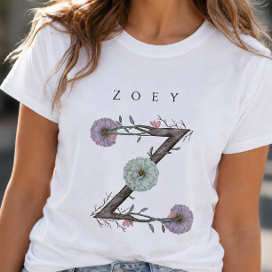 Camiseta Z Floral Monograma Moderno Minimalista