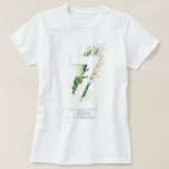 Camiseta Z Monograma Verde Dourado Deixa Elegante<br><div class="desc">Folhas verdes e camiseta em negrito dourada</div>