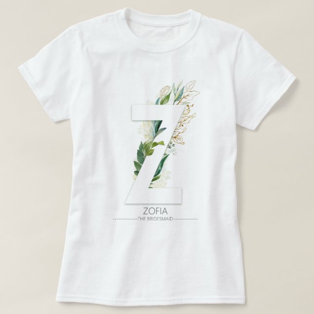 Camiseta Z Monograma Verde Dourado Deixa Elegante (Frente do Design)