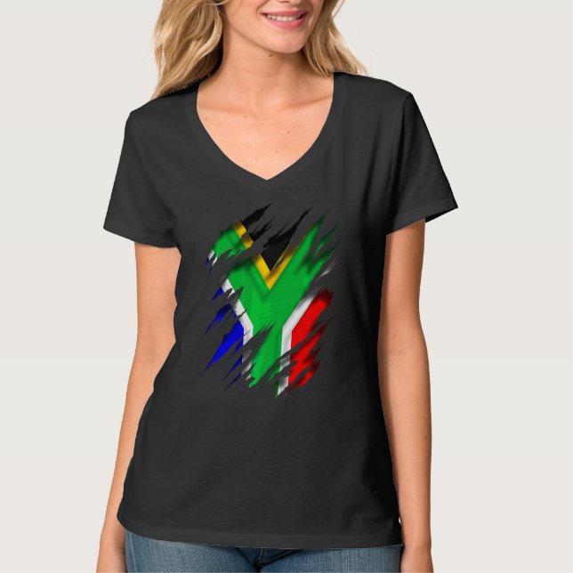 Camiseta Za Zaf Bandeira Da África Do Sul (Frente)