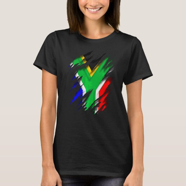 Camiseta Za Zaf Bandeira Da África Do Sul (Frente)