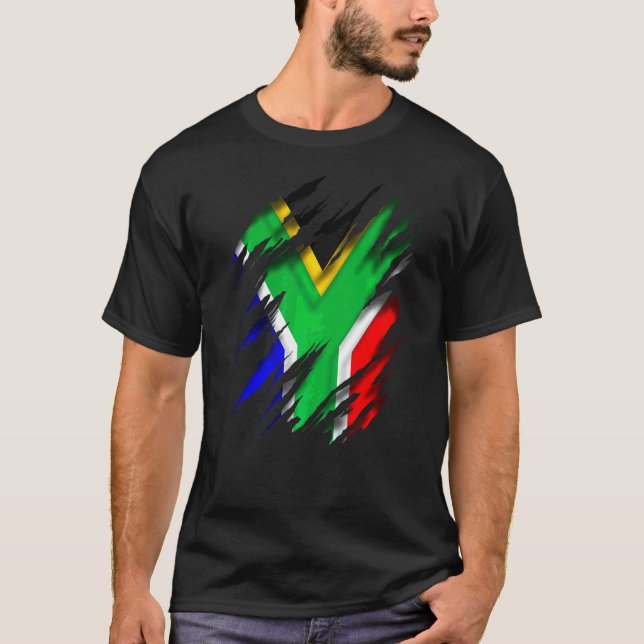 Camiseta Za Zaf Bandeira Da África Do Sul (Frente)