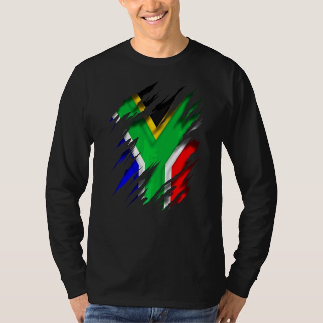 Camiseta Za Zaf Bandeira Da África Do Sul (Frente)