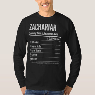 Camiseta Zachariah Servindo Tamanho do Rótulo Nutricional C