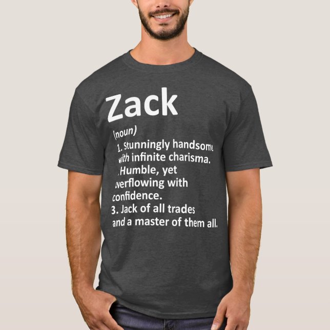 Camiseta ZACK Definição Nome Personalizado Funny Birthday (Frente)
