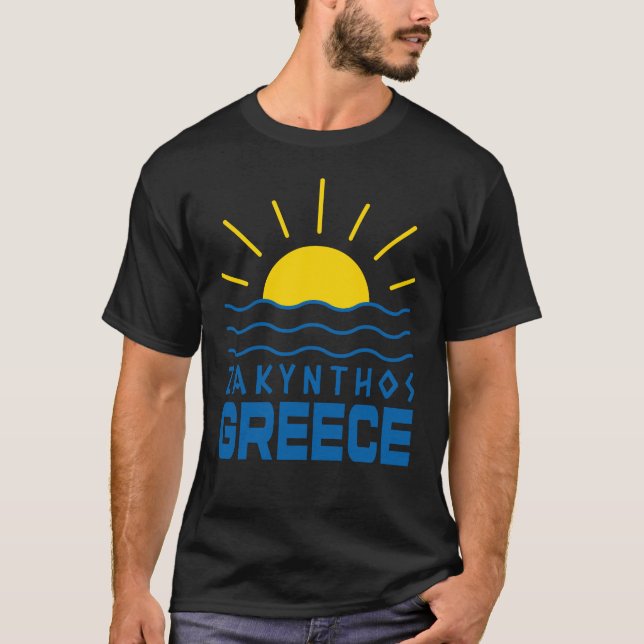 Camiseta Zakynthos Grécia Sol e Mar Negro (Frente)