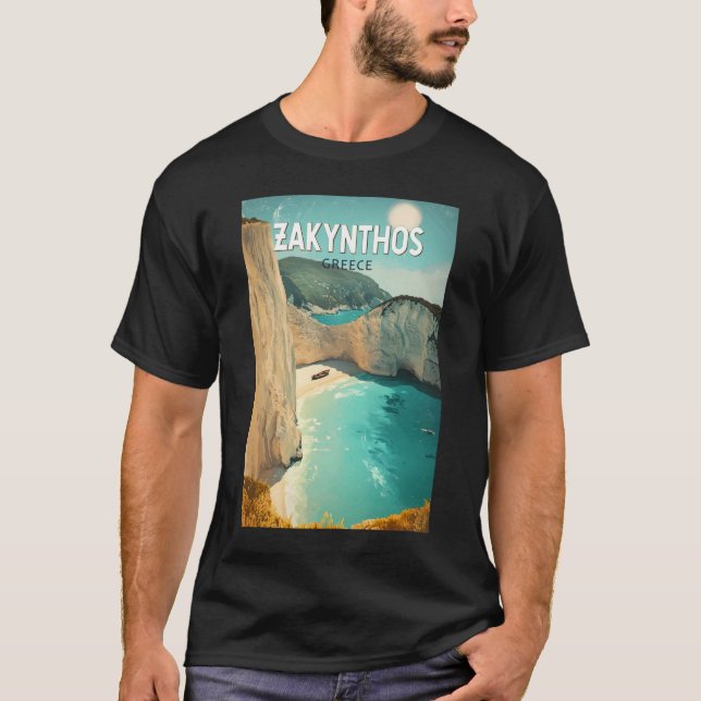 Camiseta Zakynthos Greece Illustration Travel Art Vintage (Frente)