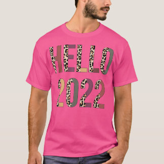 Camiseta zAlR Hello 2022 Festa do Feliz ano novo Leopard