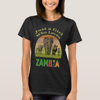 Camiseta Zambia Big 5 Wildlife with Text Just a Girl Who Lo