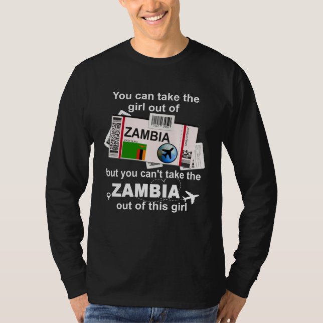 Camiseta Zambia Boarding Pass  Zambia Girl  Zambia (Frente)