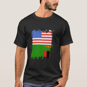 Camiseta Zâmbia EUA América Antiga Bandeira Zambiana Raízes