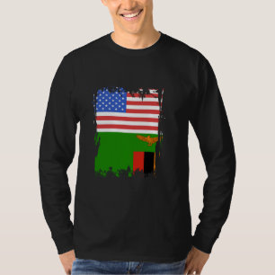 Camiseta Zâmbia EUA América Vintage Zambian Flag Zambian Ro