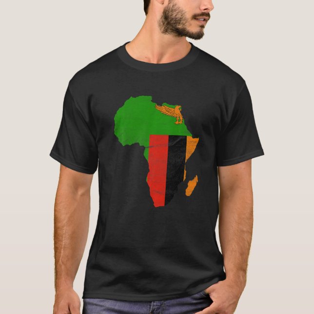 Camiseta Zambia Flag Africa Continent Silhouette Gift for Z (Frente)