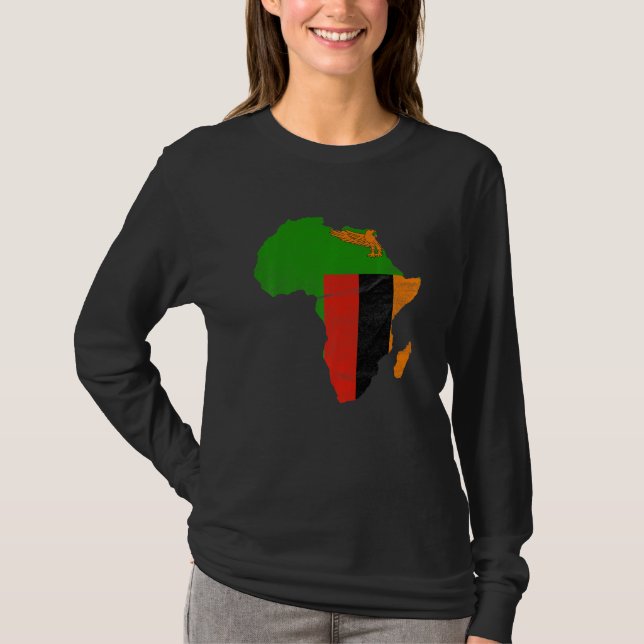 Camiseta Zambia Flag Africa Continent Silhouette Gift for Z (Frente)