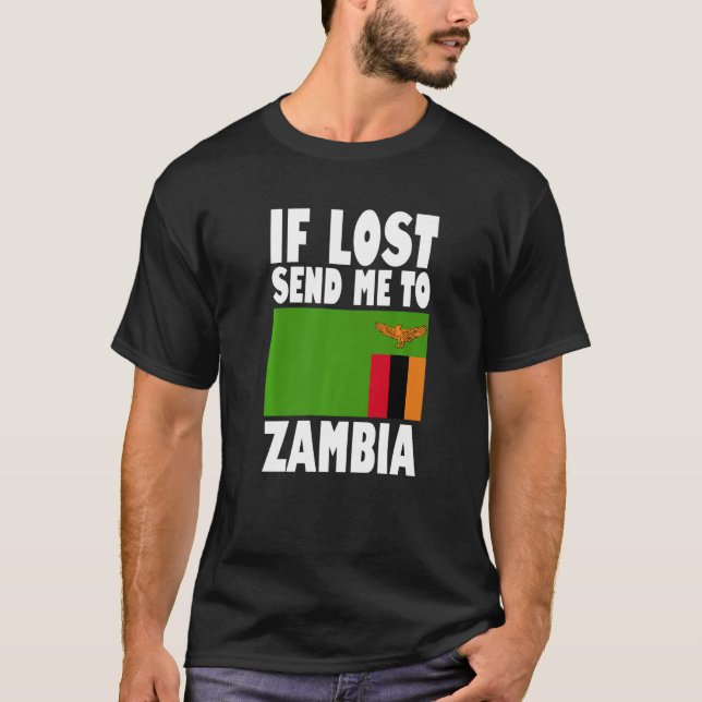 Camiseta Zambia Flag Design  If lost send me to Zambia Prem (Frente)
