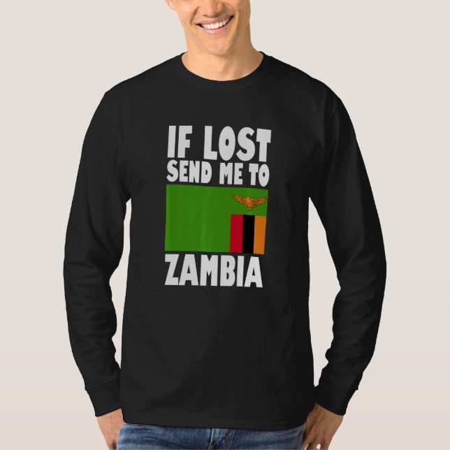 Camiseta Zambia Flag Design  If lost send me to Zambia Prem (Frente)