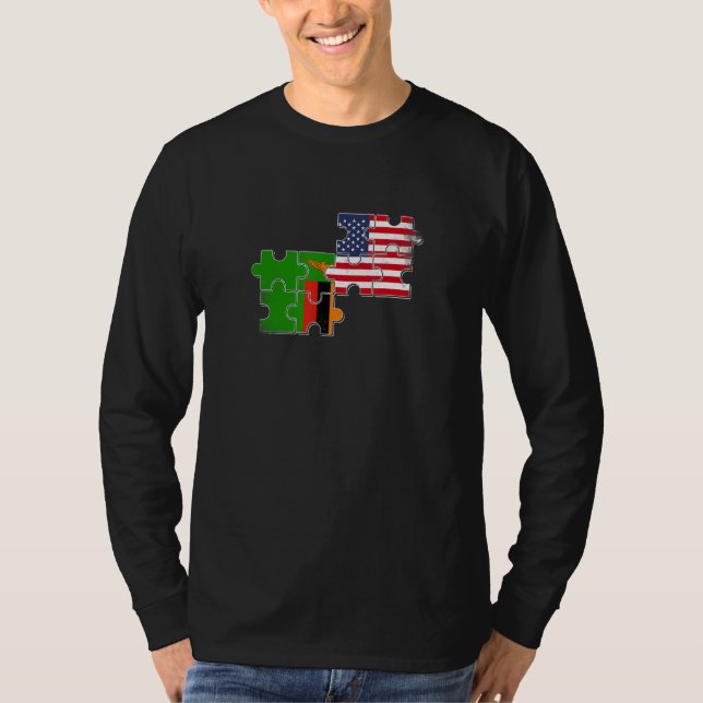 Camiseta Zambia USA Zambian American Flag (Frente)