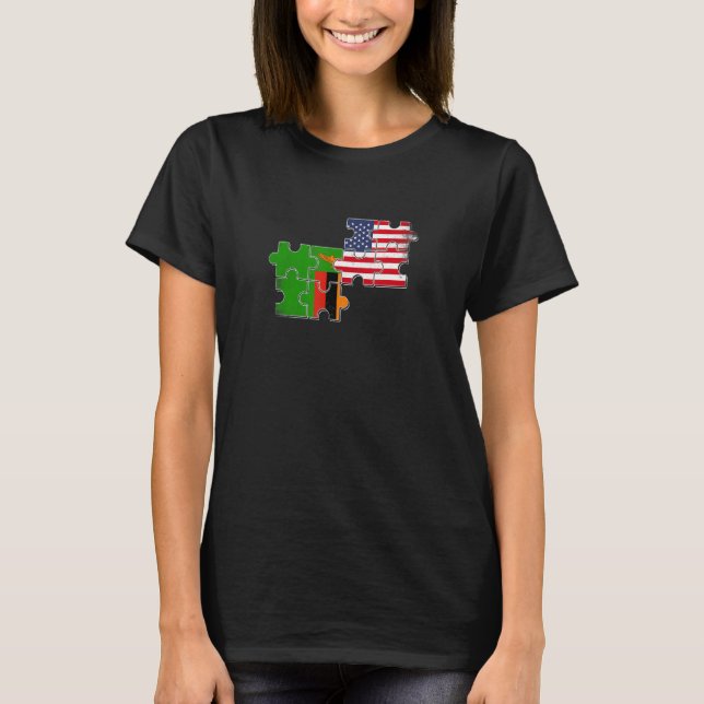 Camiseta Zambia USA Zambian American Flag (Frente)