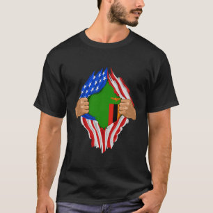 Camiseta Zambian Blood Dentro Me Zâmbia Flag Gift