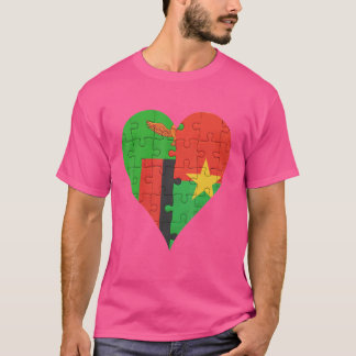 Camiseta Zambian Burkinabe Flag Heart