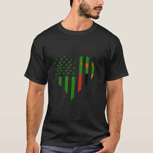 Camiseta Zambian Flag Zambian Roots Heart USA Zambian Pride (Frente)