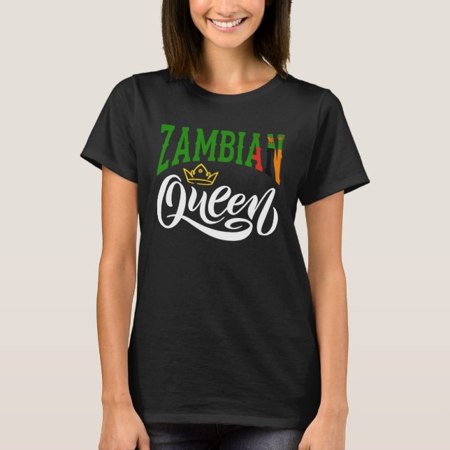 Camiseta Zambiano Rainha Zâmbia Zâmbia Bandeira Zambiana (Frente)