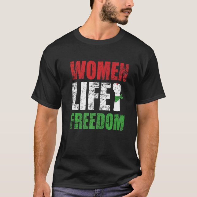Camiseta Zan Zendegi Azadi Mulher Persa Mão Liberdade (Frente)