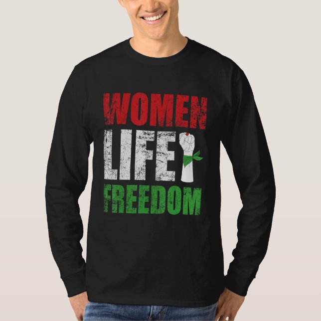 Camiseta Zan Zendegi Azadi Persian Woman Life Freedom Hand  (Frente)