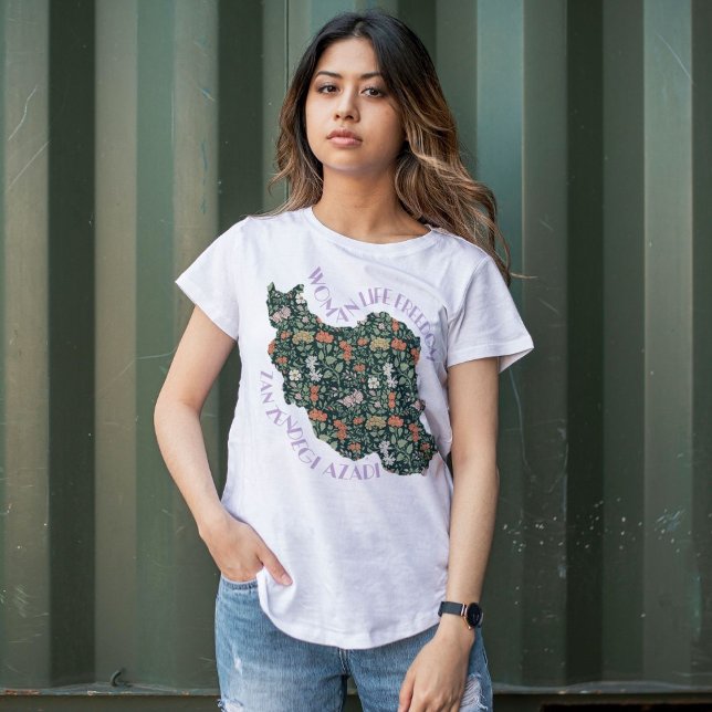 Camiseta Zan Zendegi Azadi | Violeta de presentes persa (Zan Zendegi Azadi | Persian Gift Violet T-Shirt)