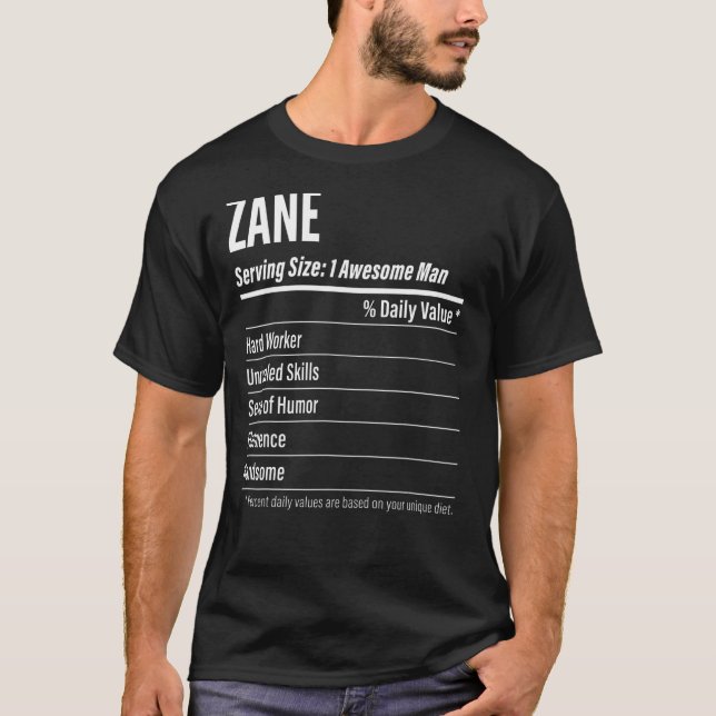 Camiseta Zane Servindo Dimensões Calorias do Rótulo Nutrici (Frente)