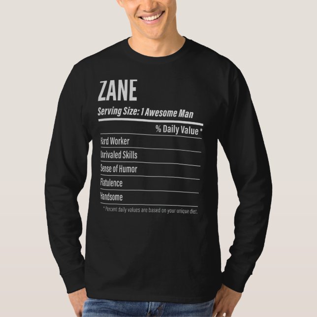 Camiseta Zane Servindo Dimensões Calorias do Rótulo Nutrici (Frente)