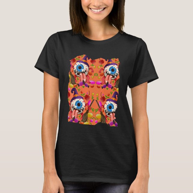 Camiseta Zany One Eyed Holloween Candy Monster (Frente)