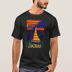 Camiseta Zanzibar Antigo Tanzânia África Pôr do Sol Vela