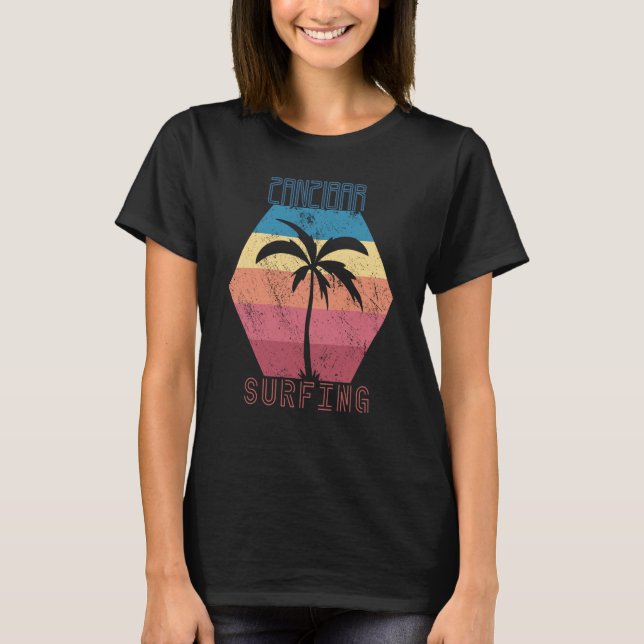 Camiseta Zanzibar Surfing Palm tree Sun Island Beach Vacati (Frente)