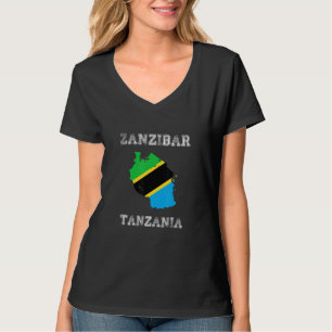 Camiseta Zanzibar Tanzânia Design de Mapa da Bandeira Vinta