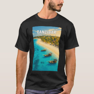 Camiseta Zanzibar Tanzânia Ilustração Arte de Viagem Vintag
