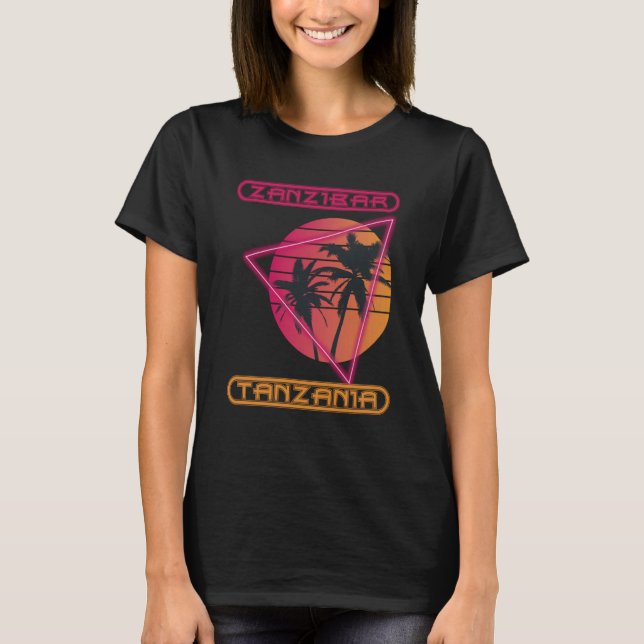 Camiseta Zanzibar Tanzania Retro Palm tree Ocean Vacation S (Frente)